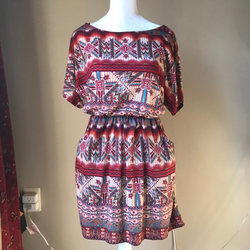 Papaya Aztec Dress, Large